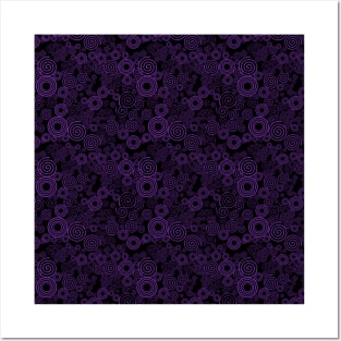 Purple and Black Spiral Pattern Posters and Art